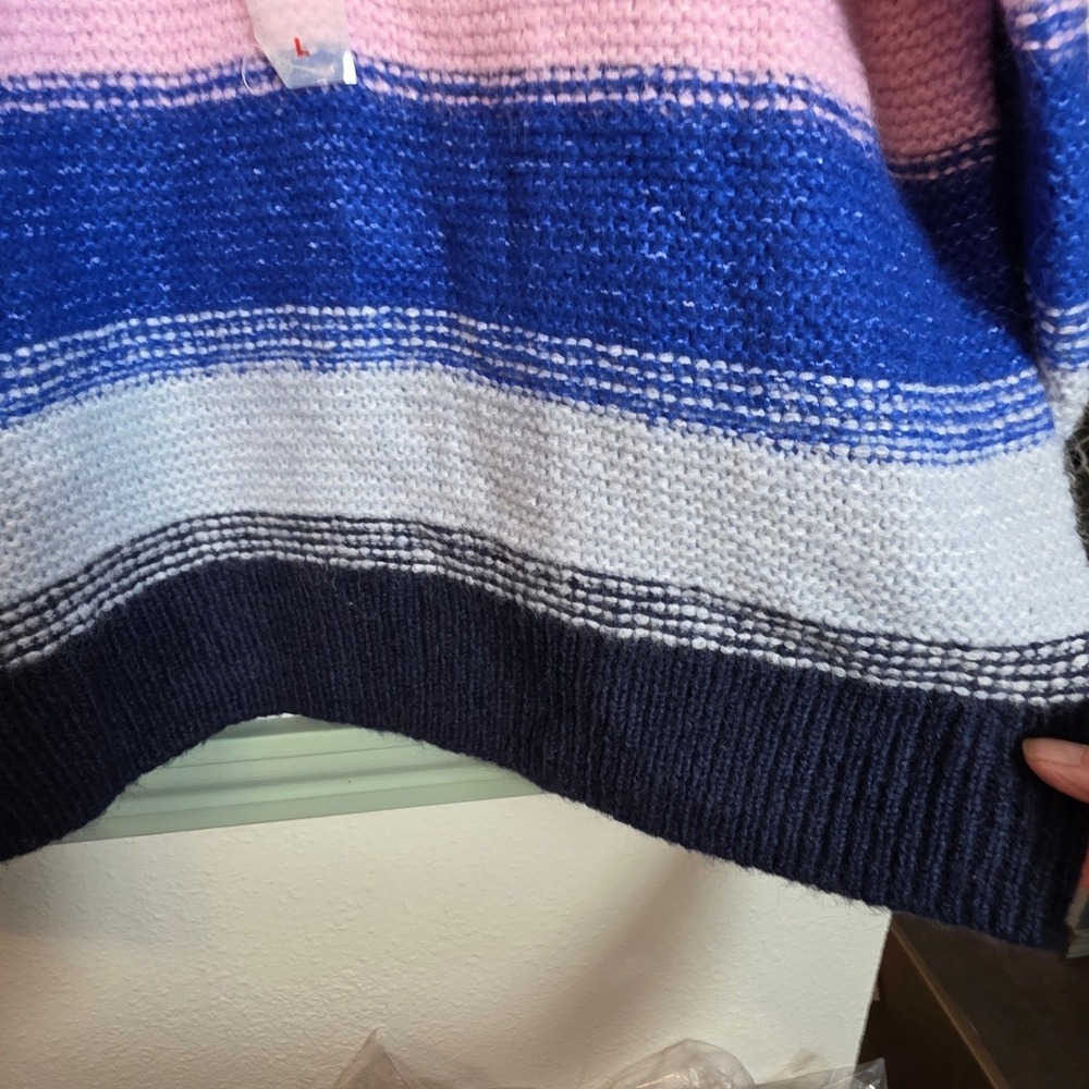 Old Navy Womens Rainbow Striped Crewneck Sweater Multi Color Knit Large L New - Picture 7 of 14